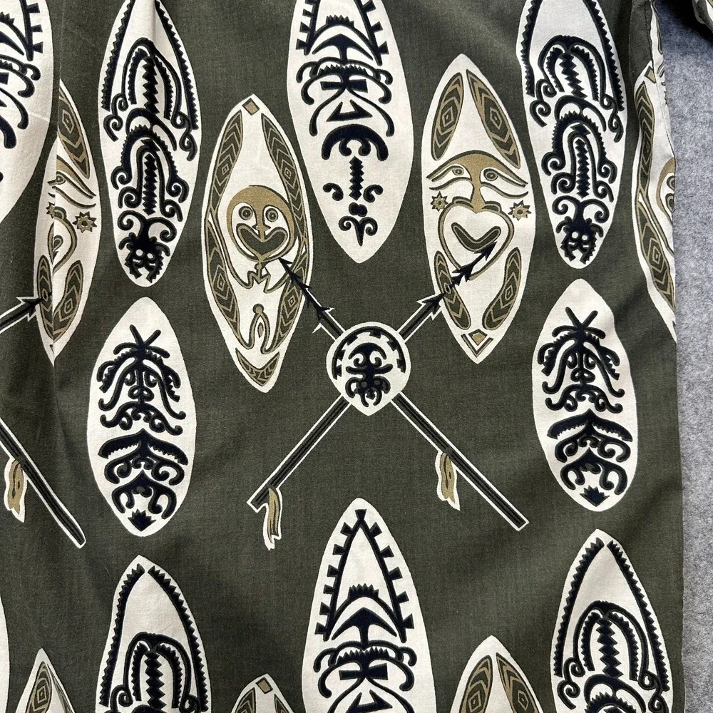Vintage Sideout Hawaiian Shirt Mens L Green Tribal Tiki 90s Surf Skate - Picture 7 of 8